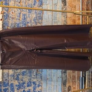 Plus Size Faux Leather Wide-Leg Pants